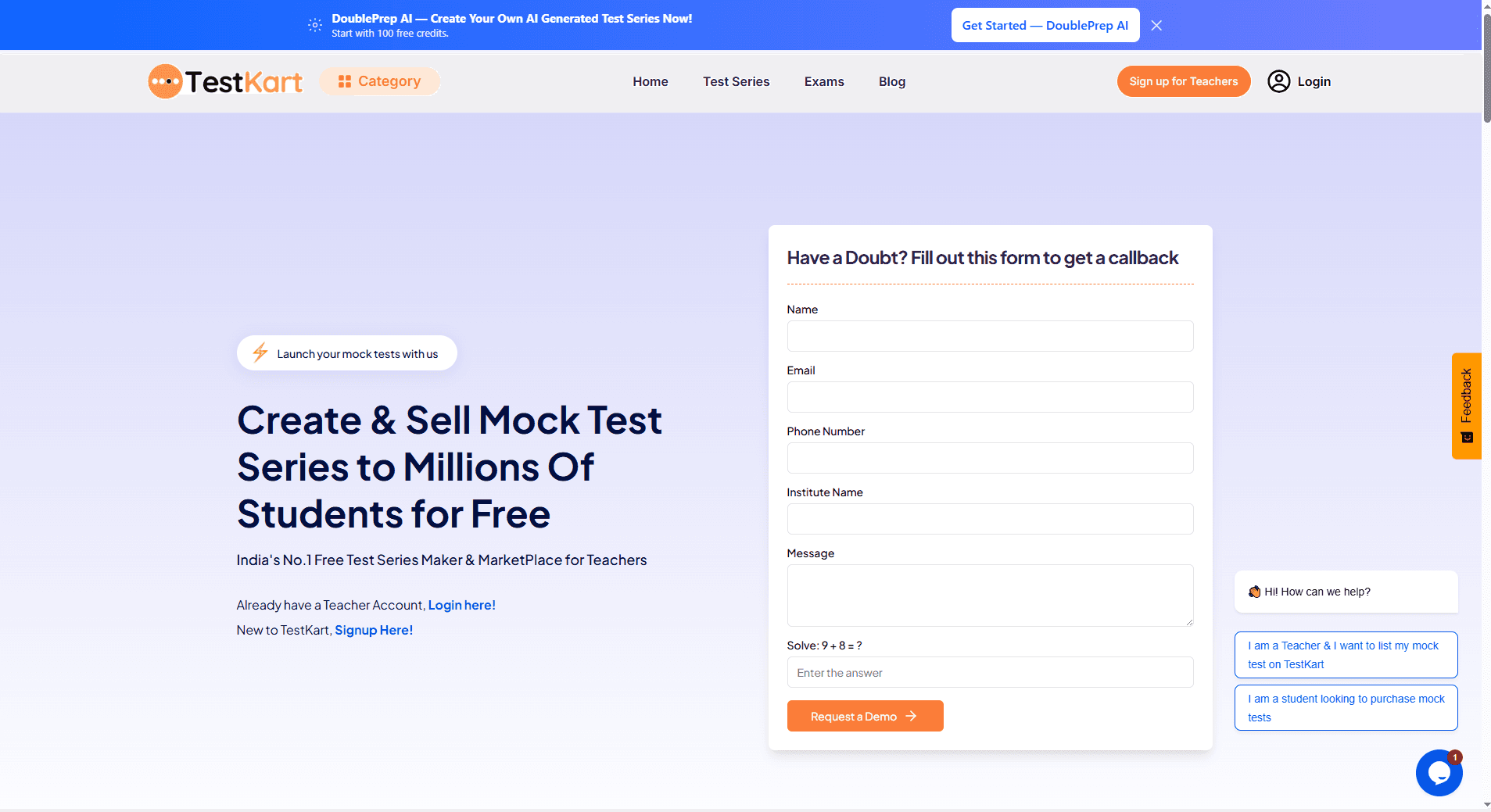 TestKart Educational Platform screenshot 2